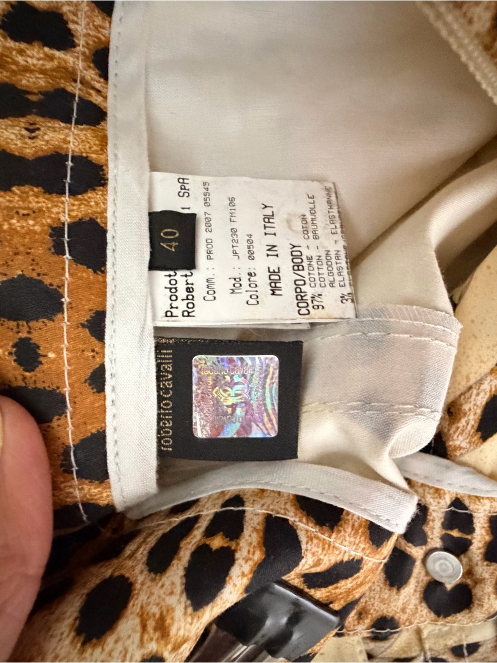 Roberto Cavalli Cream and Brown Leopard-Accent High-Waist Pants - Picture 10 of 10